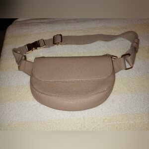 Madison West Taupe Faux Leather Belt Bag